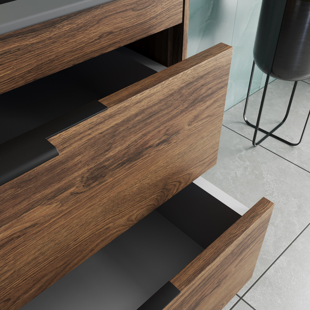 База под раковину Chiara 2D 800 подвесная, 2 выкатных ящика soft-close, С.Oak