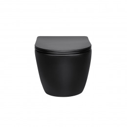 Унитаз подвесной Globo VT1-14SMB безободковый, цвет матовый черный, ультратонкое сиденье soft-close