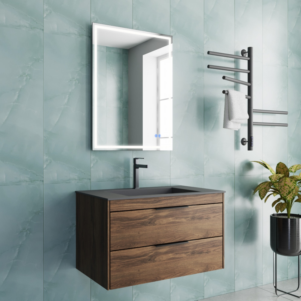 База под раковину Chiara 2D 800 подвесная, 2 выкатных ящика soft-close, С.Oak