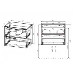 База под керамическую раковину Mia Slim 800 подвесная, 2 выкатных ящика soft close, Beton