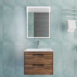 База под раковину Chiara 2D 600 подвесная, 2 выкатных ящика soft-close, C.Oak