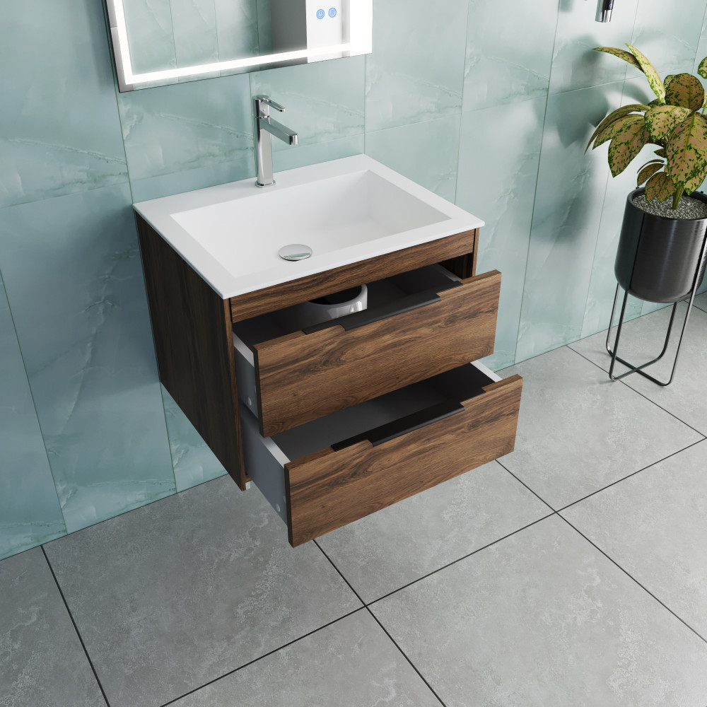 База под раковину Chiara 2D 600 подвесная, 2 выкатных ящика soft-close, C.Oak