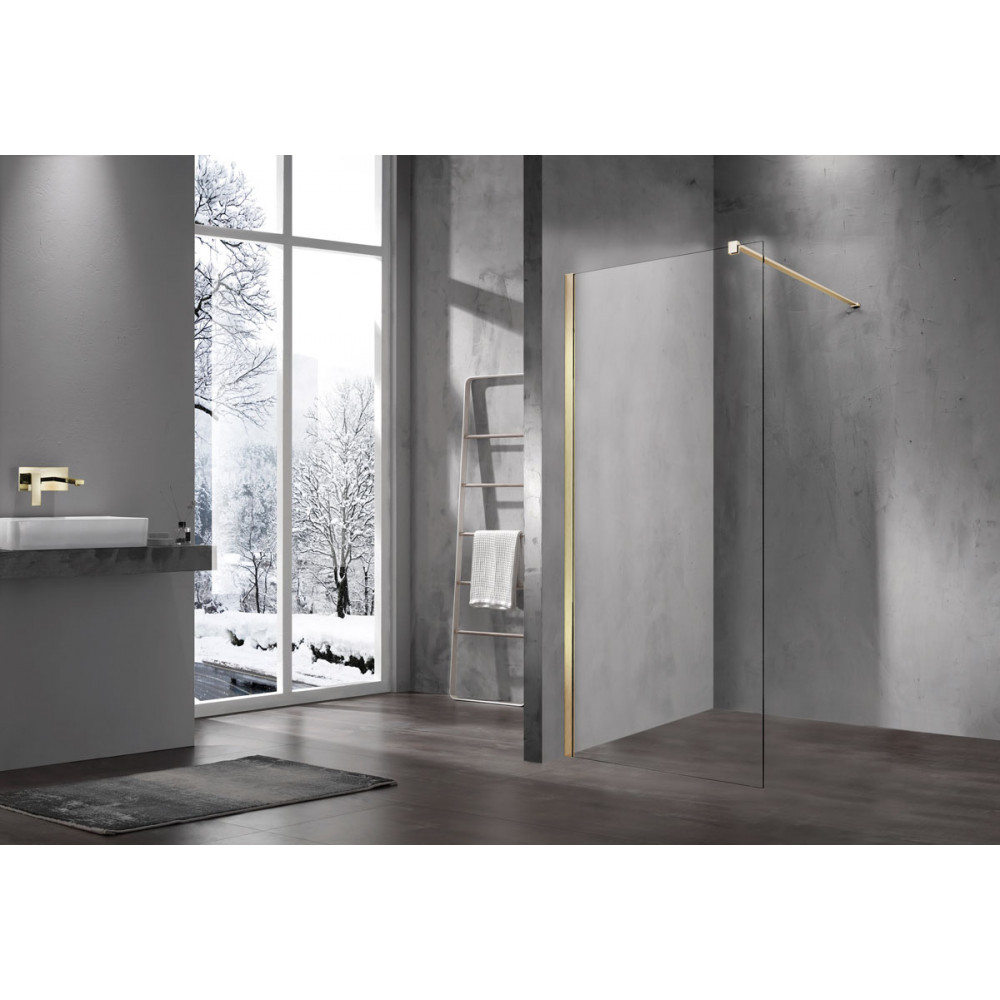 Душевая перегородка Walk-In VSW-1H700CLG, 700*2000, матовый золотой, стекло прозрачное