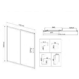 Душевая дверь City VDS-5CT130MT, 1300, хром, стекло текстурное