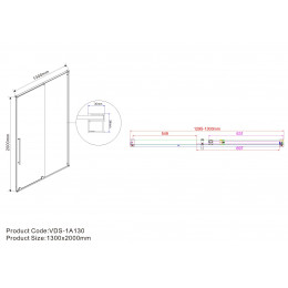 Душевая дверь Arno VPS-1A130CL, 1300, хром, стекло прозрачное