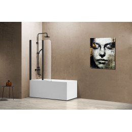 Душевая шторка на ванну, 1140*1400, черный, стекло прозрачное, VSB-12114CLB