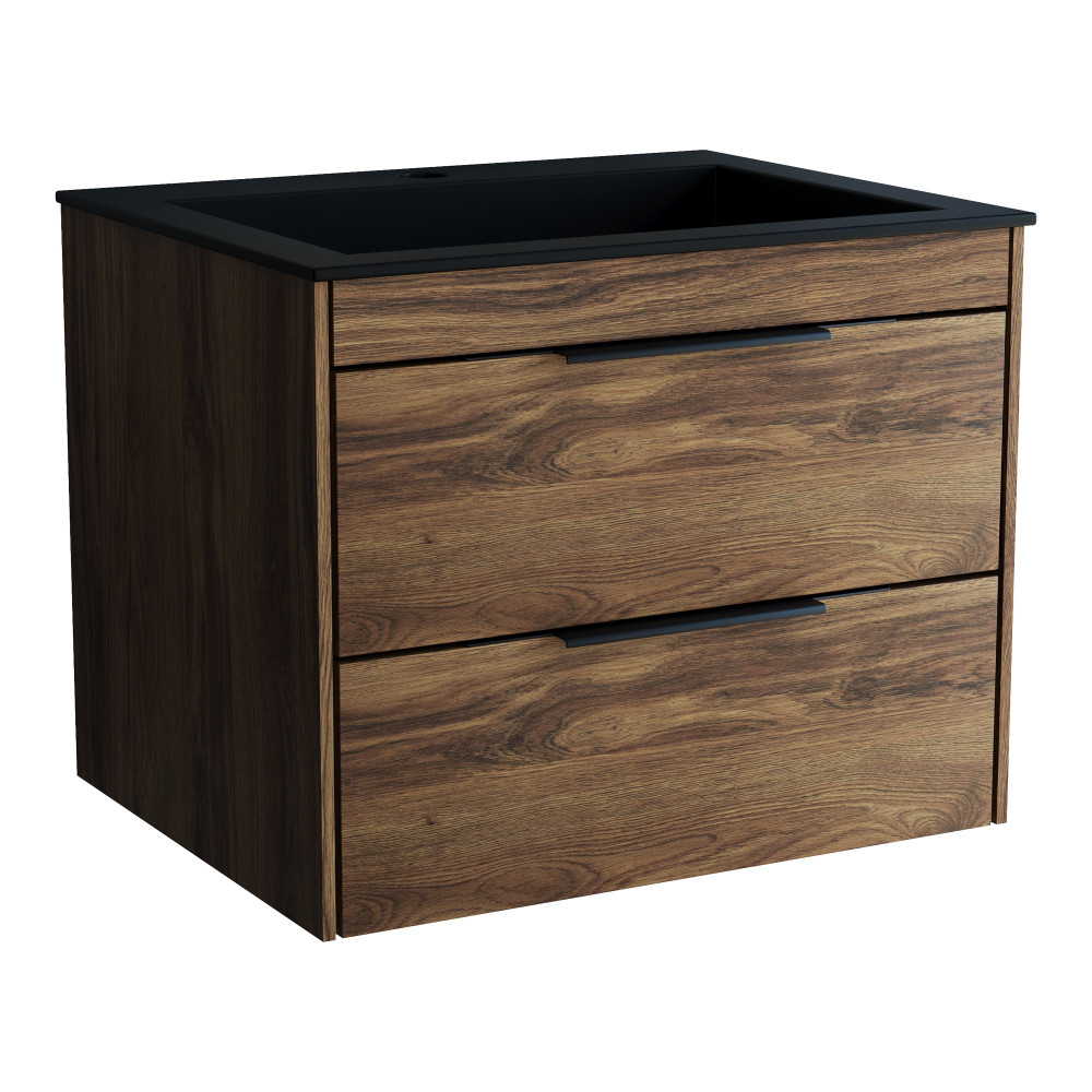 База под раковину Chiara 2D 600 подвесная, 2 выкатных ящика soft-close, C.Oak