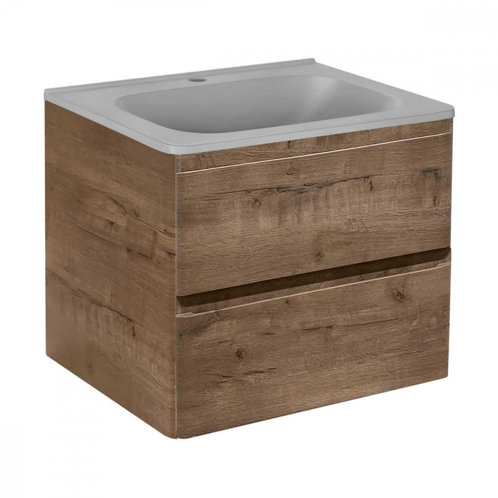 База под раковину Vico 600 подвесная, 2 выкатных ящика soft close, V.Oak