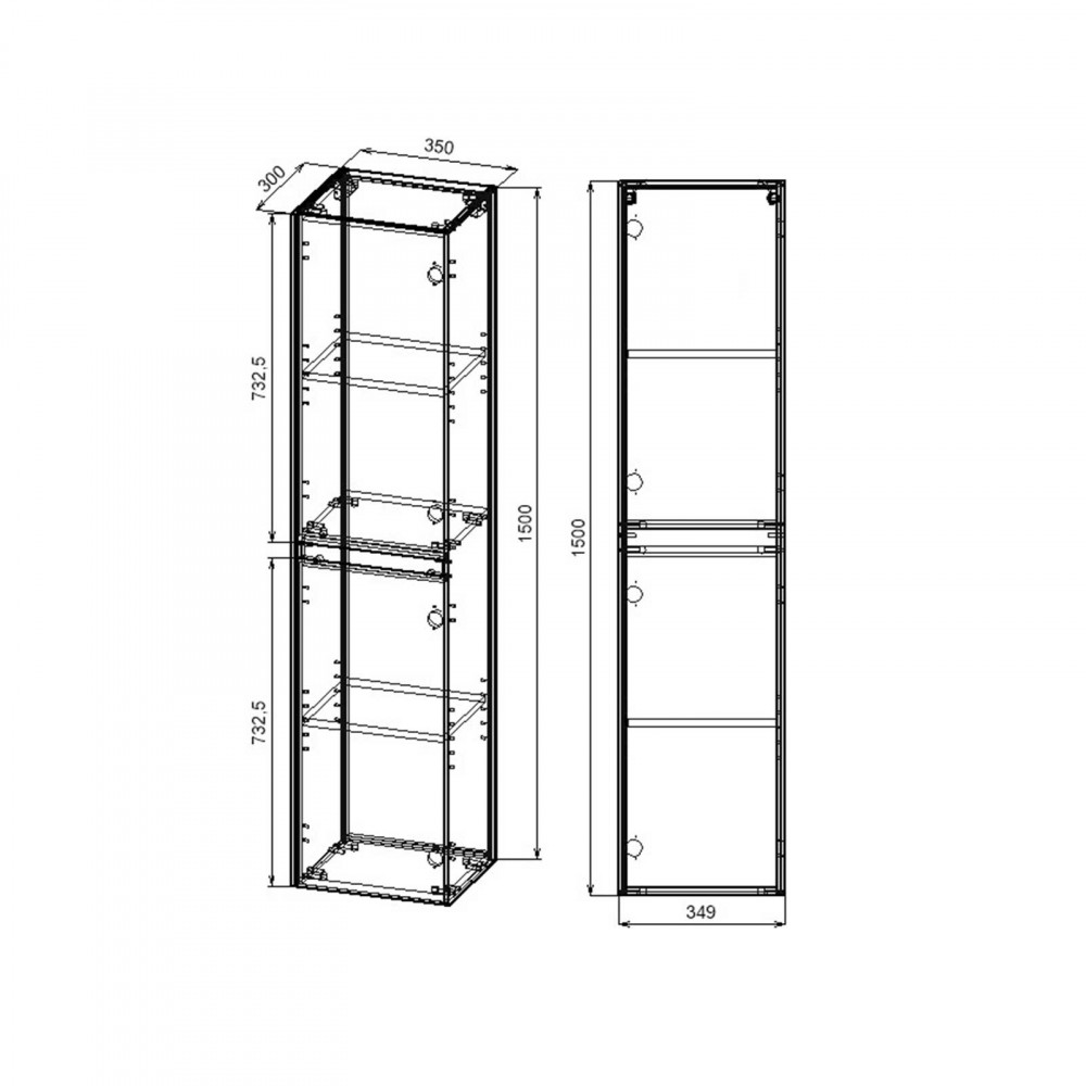 Шкаф Chiara/Luka VSC-2CL150GS подвесной, 1500*350*300, G.Stone