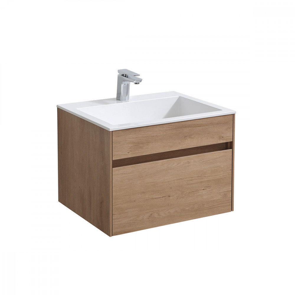 База под раковину Chiara 600 подвесная, 1 выкатной ящик soft-close, N.Oak