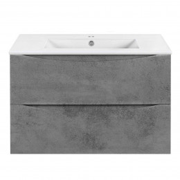 База под керамическую раковину Mia Slim 800 подвесная, 2 выкатных ящика soft close, Beton