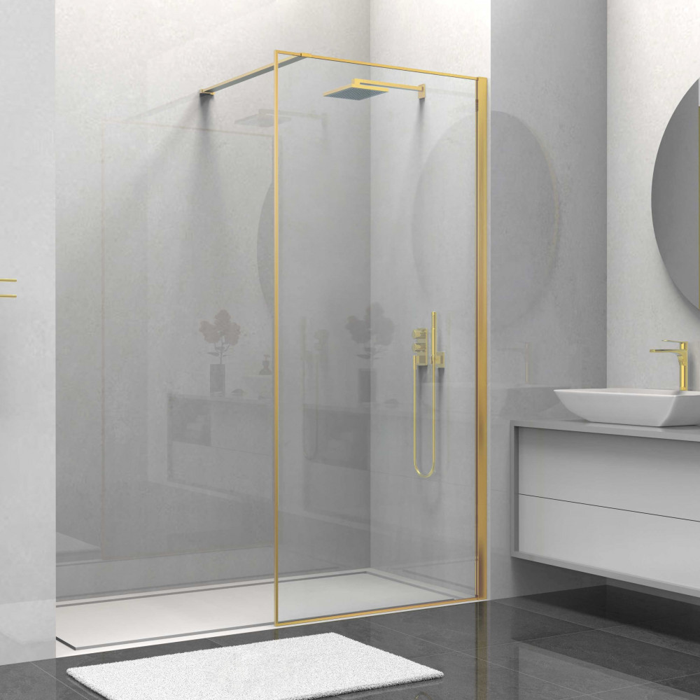Душевая перегородка Walk-In VSW-1HS800CLG, 800*2000, брашированное золото, стекло прозрачное