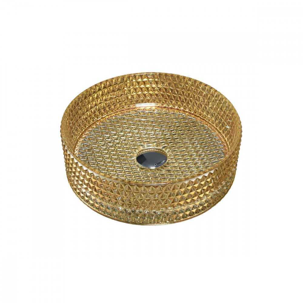 Раковина стеклянная Vincea VBS-5GL05, 400*400*125, накладная, цвет золото