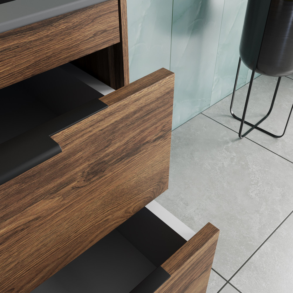 База под раковину Chiara 2D 600 подвесная, 2 выкатных ящика soft-close, C.Oak