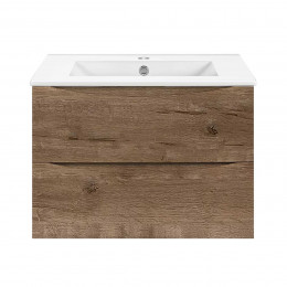 База под керамическую раковину Mia Slim 600 подвесная, 2 выкатных ящика soft close, V.Oak