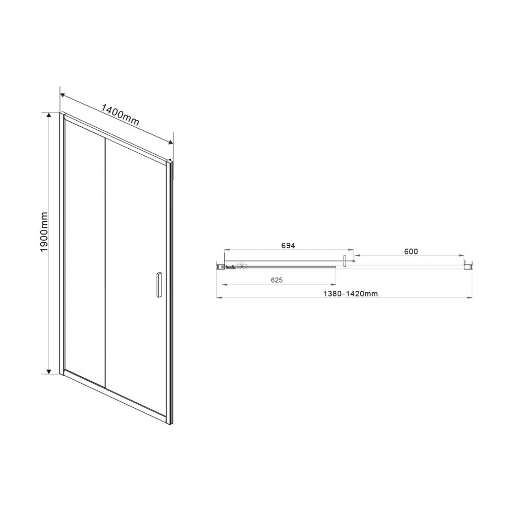 Душевая дверь Garda VDS-1G140CL, 1400, хром, стекло прозрачное