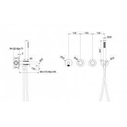 Смеситель для ванны Аура (Aura) VBTW-6AU1BG, встраиваемый, брашированное золото