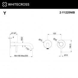 Внешняя часть смесителя для умывальника WHITECROSS Y1225NIB брашированный никель