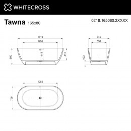 Ванна WHITECROSS Tawna 165x80 RAL мат иск. камень