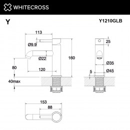 Смеситель для умывальника WHITECROSS Y Y1210GLB брашированное золото