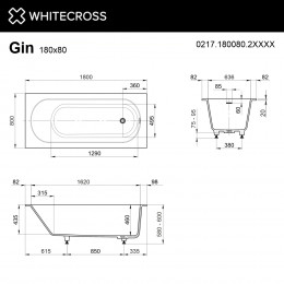 Ванна WHITECROSS Gin 180x80 RAL мат иск. камень