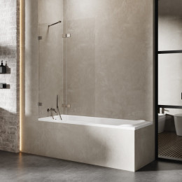 Шторка для ванны NEW TRENDY AVEXA GUNMETAL BRUSHED 140x150 EXK-3529 L оружейная сталь