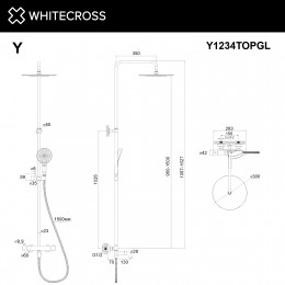 Термостатическая система для ванны наружного монтажа, золото, WHITECROSS Y Y1234TOPGL