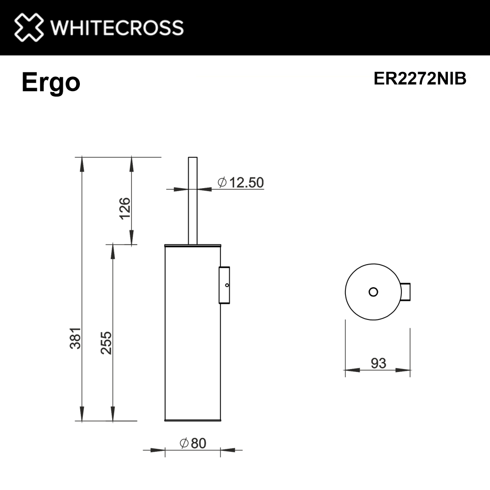 Ершик подвесной WHITECROSS Ergo ER2272NIB брашированный никель