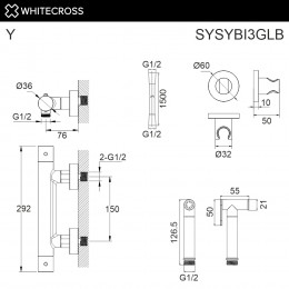 Система для биде наружного монтажа WHITECROSS Y SYSYBI3GLB брашированное золото