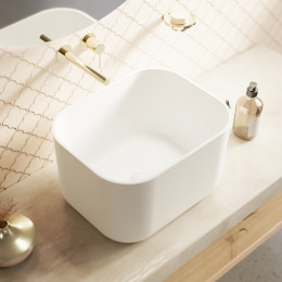 Умывальник WHITECROSS Lazurit 50x40 белый мат иск. камень