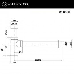 Сифон для умывальника декоративный WHITECROSS A186GM оружейная сталь