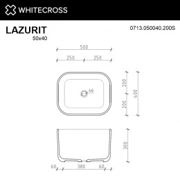 Умывальник WHITECROSS Lazurit 50x40 белый мат иск. камень