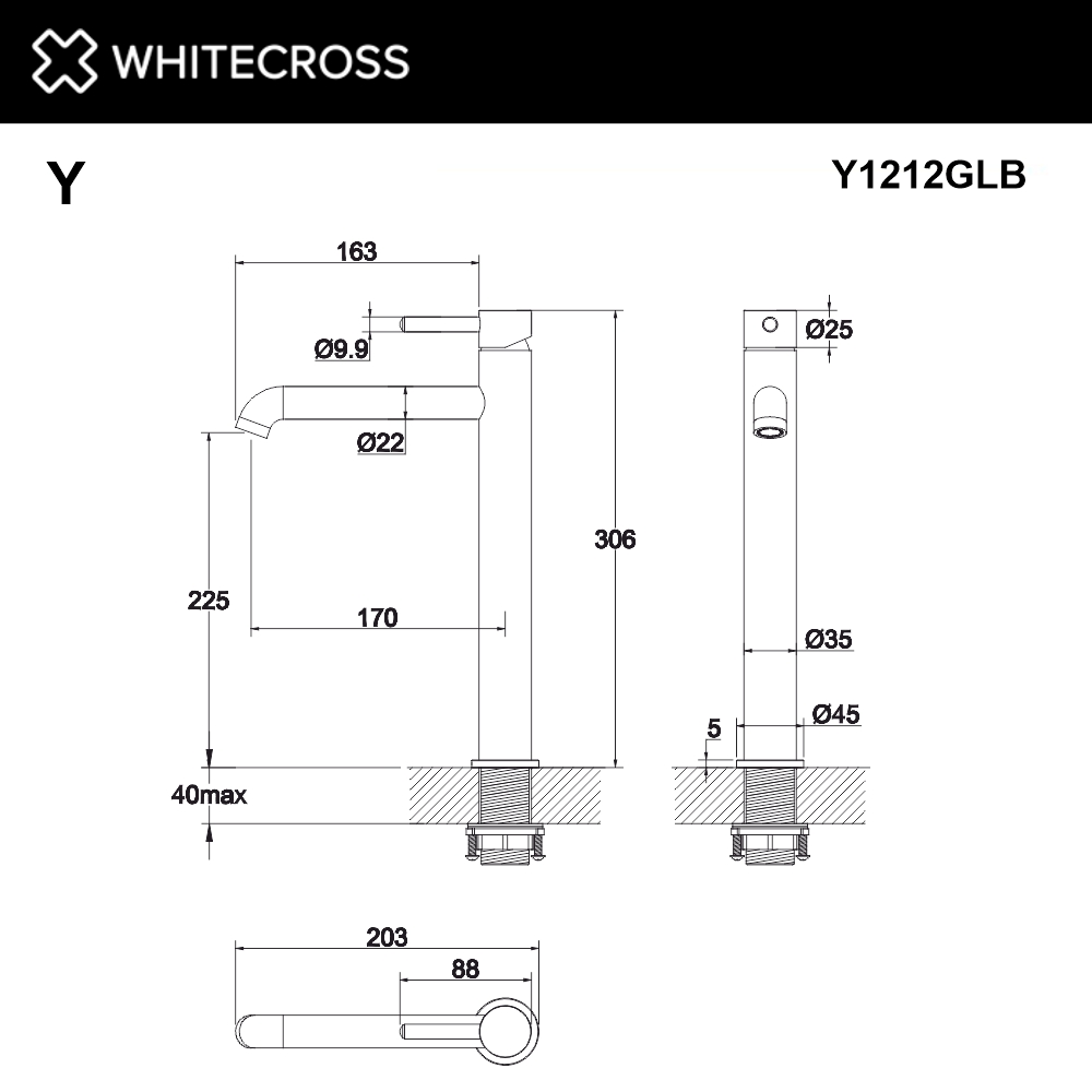 Смеситель для умывальника WHITECROSS Y Y1212GLB брашированное золото