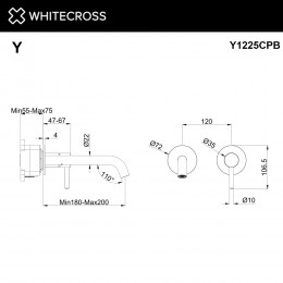 Смеситель для умывальника скрытого монтажа WHITECROSS Y Y1225CPB брашированная медь