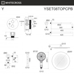 Термостатическая душевая система скрытого монтажа WHITECROSS Y YSET08TOPCPB брашированная медь