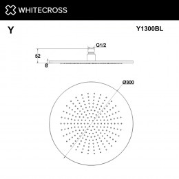 Верхний душ WHITECROSS D=30 см, черный матовый, Y1300BL