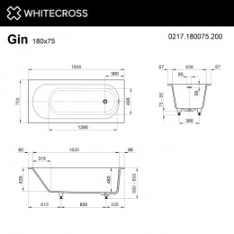 Ванна WHITECROSS Gin 180x75 белый мат иск. камень