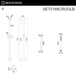 Душевой гарнитур на штанге WHITECROSS SET51MICROGLB брашированное золото