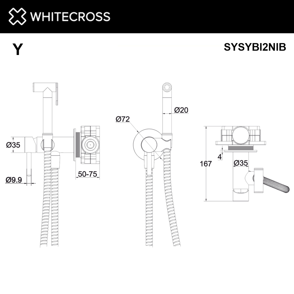 Система для биде скрытого монтажа WHITECROSS Y SYSYBI2NIB брашированный никель