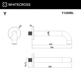 Излив настенный WHITECROSS Y1200BL черный мат