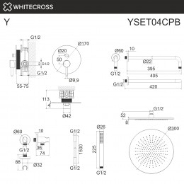 Система для душа скрытого монтажа WHITECROSS Y YSET04CPB брашированная медь