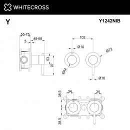 Смеситель скрытого монтажа на 2 потребителя WHITECROSS Y Y1242NIB брашированный никель