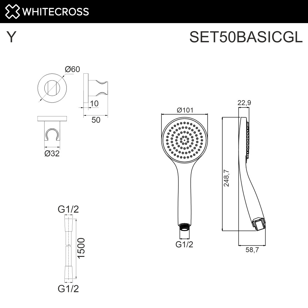Душевой гарнитур точечный WHITECROSS SET50BASICGL золото