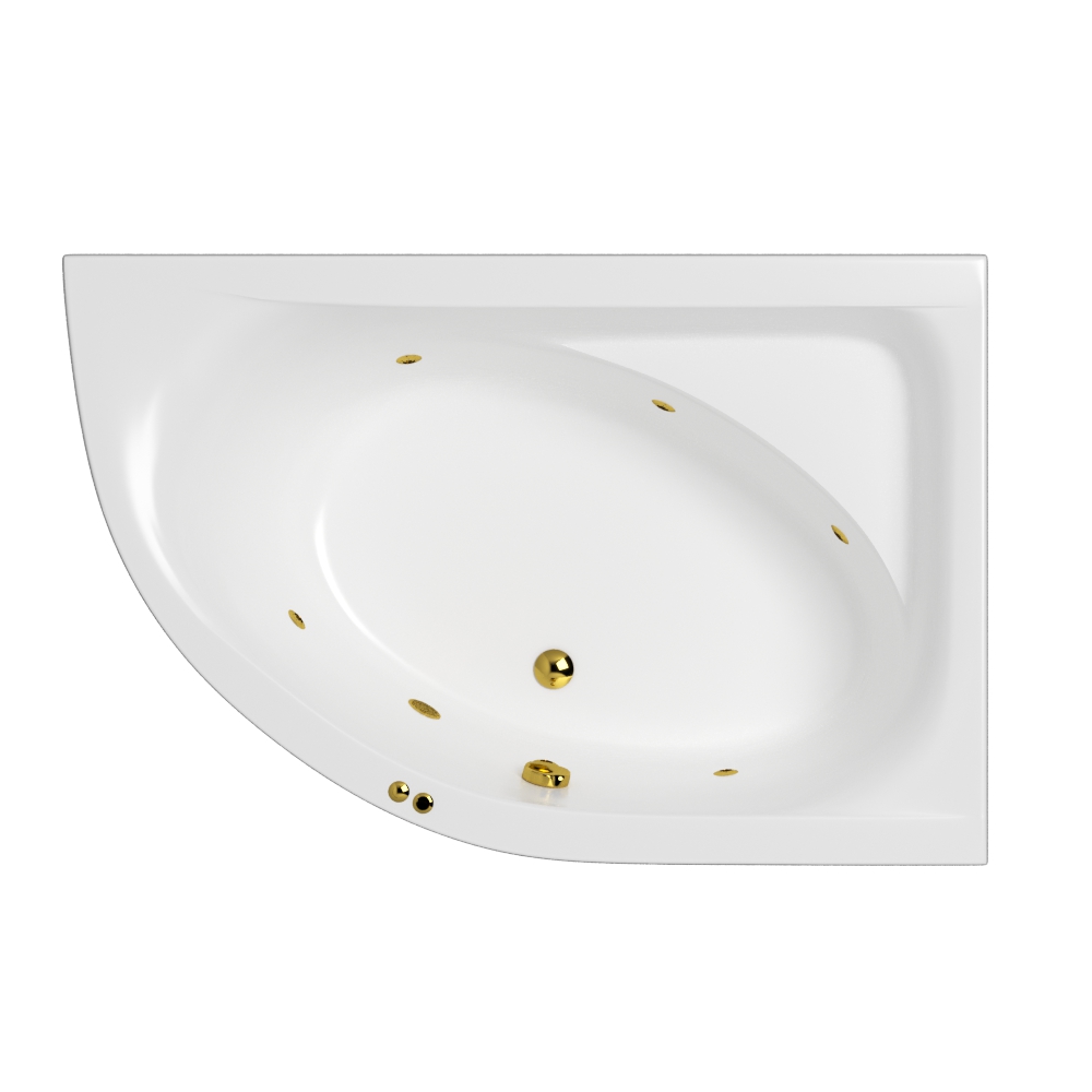 Ванна WHITECROSS Aquarella 170x110 правая SOFT золото