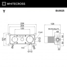 Встраиваемая часть смесителя для умывальника WHITECROSS Y1225/Y1226