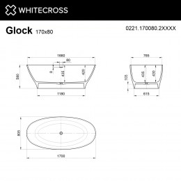 Ванна WHITECROSS Glock 170x80 RAL мат иск. камень