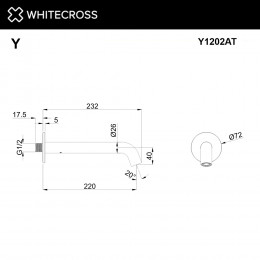 Излив настенный 220 мм WHITECROSS Y1202AT антрацит