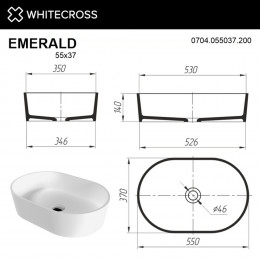 Умывальник WHITECROSS Emerald 55x37 белый мат иск. камень