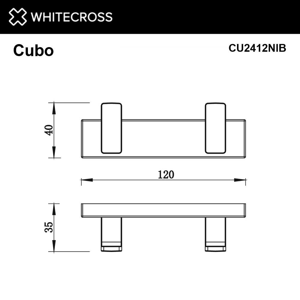 Крючок двойной WHITECROSS Cubo CU2412NIB брашированный никель