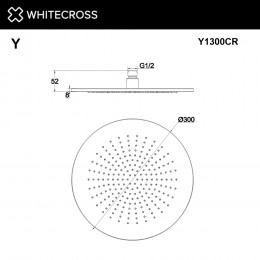 Верхний душ WHITECROSS D=30 см, хром, Y1300CR